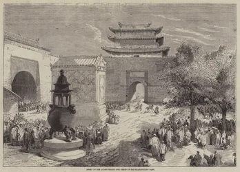 Einzug der alliierten Truppen in Peking durch das Tor der Ruhe